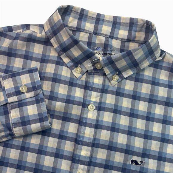 Vineyard Vines On The Go Performance Shirt Blue Check Boys XL 18 (14-16 years) - Picture 1 of 7